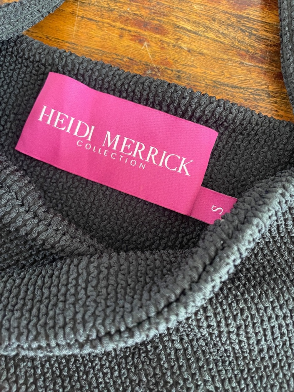 Heidi Merrick Collection-Pyla Black Textured Twist Swim Top View 5